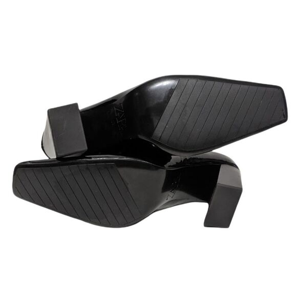 NWT ZARA Patent Angled Heel Stretch Sock Ankle Boots 38 - Picture 6 of 7